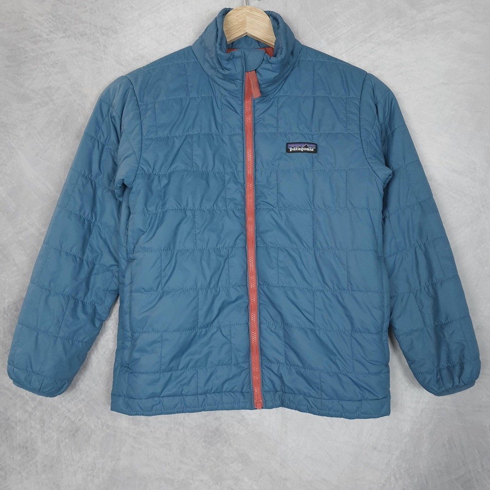 Patagonia Jacket Kids Small 7-8 Blue Nano Puff Brick Quilted PrimaLoft Insulated